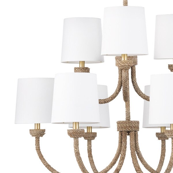 Seagrass woven large chandelier